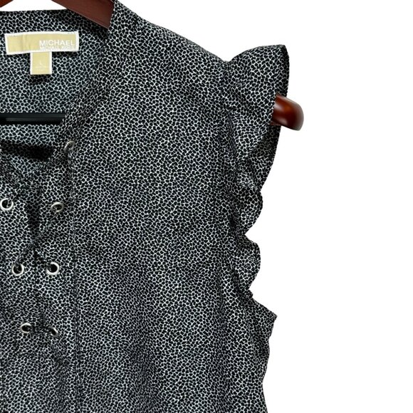 Michael Michael Kors Sleeveless Ruffle Blouse With Lace-Up Front L - Picture 3 of 7